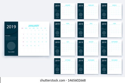simple calendar 2019, Stock vector eps10. Color design