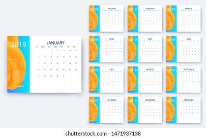 simple calendar 2019, Stock vector eps10. Color design