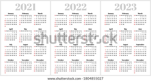 Simple Calendar 2021 2022 2023 Years Stock Vector Royalty Free 1804855027