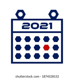 Plantilla simple vectorial de icono de calendario 2021