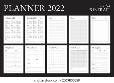 Simple Calendar 2022, Planner, Portrait, Week start Sunday template.