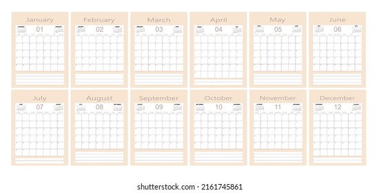 Simple calendar 2023. Vector illustration. Planning calendar. Week starts on Sunday. Stationery design. 
