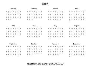 Simple Calendar 2023 Year Vector Illustration Stock Vector (Royalty ...