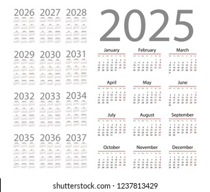 Simple Calendar 2025 On White Background Stock Vector (Royalty Free ...