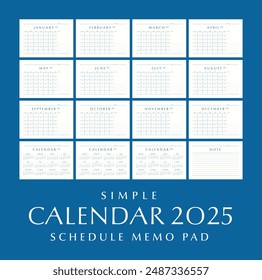 Simple Calendar 2025 Schedule Memo Pad, Landscape Design