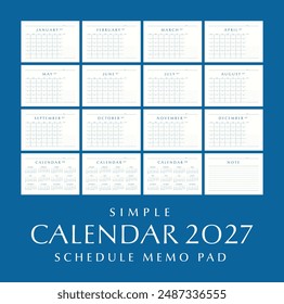 Simple Calendar 2027 Schedule Memo Pad, Landscape Design
