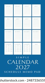 Calendario Simple 2027 Agenda Memo Pad, Diseño de Retrato