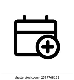 A simple calendar add icon for scheduling and event creation.