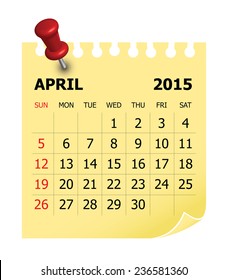 Simple calendar for April 2015