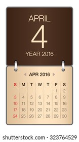 Simple calendar for April 2016