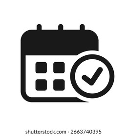 Calendário simples com ícone de lista de verificação ilustração vetor estilo plano isolado no fundo branco.