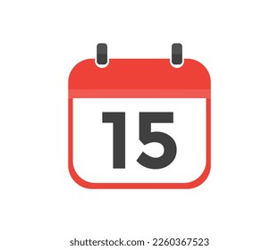 Simple calendar with date 15 day fifteen logo design. Calendar icon flat day 15. Reminder symbol. Event schedule date. Meeting appointment time vector design and illustration.