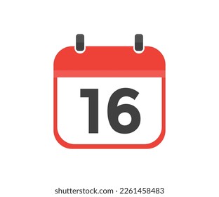 Simple calendar with date 16 day sixteen logo design. Calendar icon flat day 16. Reminder symbol. Event schedule date. Meeting appointment time vector design and illustration.
