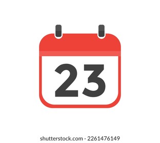Simple calendar with date 23 day twenty third logo design. Calendar icon flat day 23. Reminder symbol. Event schedule date. Meeting appointment time vector design and illustration.