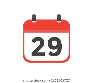 Simple calendar with date 29 day twenty nine logo design. Calendar icon flat day 29. Reminder symbol. Event schedule date. Meeting appointment time vector design and illustration.