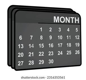 Simple calendar with dates. vector
