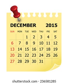 Simple calendar for December 2015