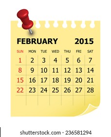 Simple calendar for February 2015