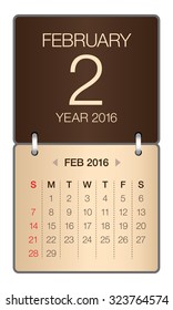Simple calendar for February 2016