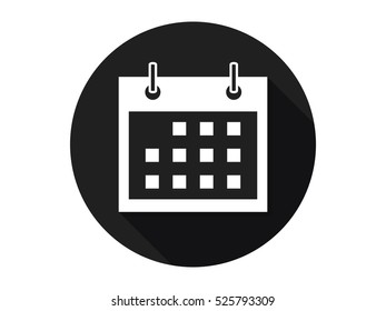 Simple calendar flat design with black color and shadow
