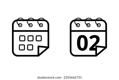 Simple calendar flat icon. Vector illustration of calendar icon with specific day for websites, blogs and graphic resources, day 02.