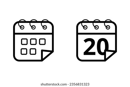 Simple calendar flat icon. Vector illustration of calendar icon with specific day for websites, blogs and graphic resources, day 20.
