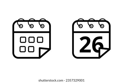 Simple calendar flat icon. Vector illustration of calendar icon with specific day for websites, blogs and graphic resources, day 26.