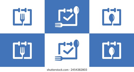 Simple Calendar Food Logo. Meal Schedule Logo. Calendar and Spoon Fork. Time Food Logo Icon Symbol Vector Design Inspiration.