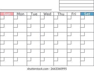 Diseño de marco de calendario simple a partir del domingo