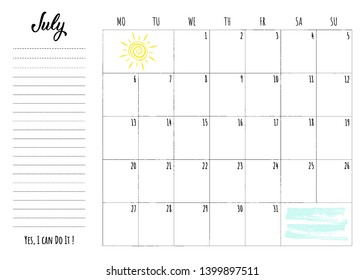 Simple Calendar Grid Lettering Month Name Stock Vector (Royalty Free ...