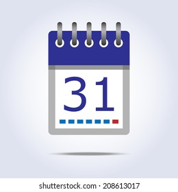Simple calendar icon blue color. Vector illustration