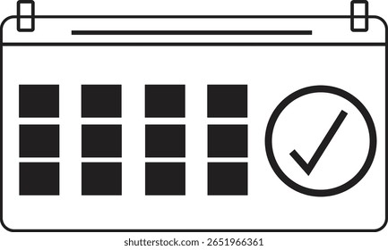 Simple calendar icon with bold checkmark for reminders and tasks