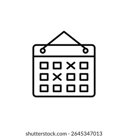 Simple Calendar Icon With Checkmarks Representing Completed Schedule