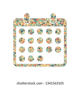 simple calendar icon. Colored mosaic with polygons