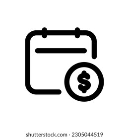 Simple Calendar icon combined with dollar sign icon on it. The icon can be used for websites, print templates, presentation templates, illustrations, etc