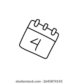 Icono de calendario simple que muestra el número cuatro, contorno negro S