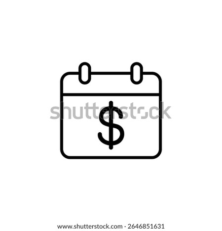Simple calendar icon with a dollar sign, symbolizing payment due dates.