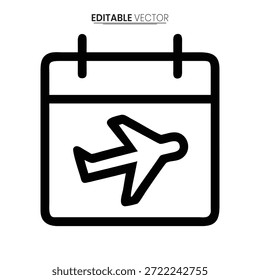 Icono de calendario simple con una flecha, que simboliza las fechas de viaje o un viaje próximo.