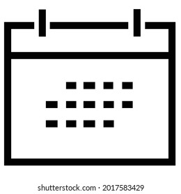 Simple calendar icon, line drawing style, black and white color.