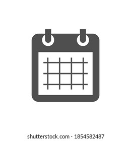 Einfaches Kalendersymbol. Kalenderseite schwarz Vektorsymbol.