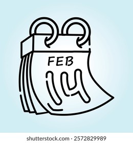 A simple calendar icon showing February 14th. Perfect for Valentine's Day.