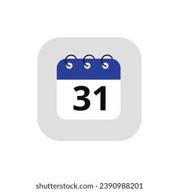 Icono de calendario simple con un día específico marcado. Icono vectorial del calendario con el día 31 marcado.