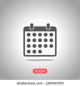 simple calendar icon. Icon under spotlight. Gray background