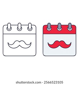 Simple Calendar Icons with Mustaches for Father's Day or Men's Month