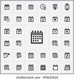 Simple calendar icons set. Universal calendar icons to use for web and mobile UI, set of basic calendar elements