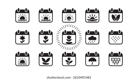Simple Calendar Icons Showing Seasonal Changes