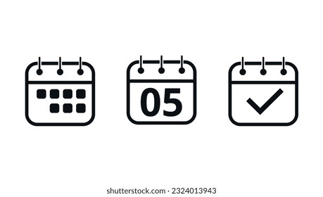 Simple calendar icons for websites and graphic resources. Flat vector icon of calendar with specific day marked, Day 05.