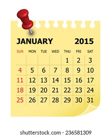 Simple calendar for January 2015