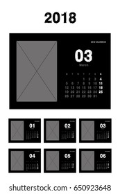 Simple calendar Layout for 2018 years. Week starts from Monday.