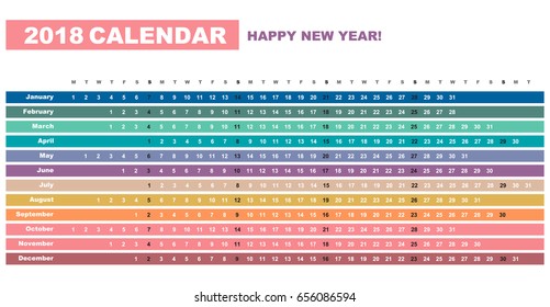 Simple Calendar Layout for 2018 years. one page calendar.